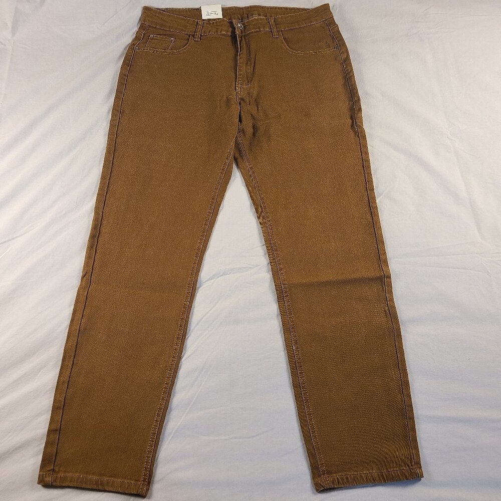 Design Men's Pants 38 Stretch Waist Brown New